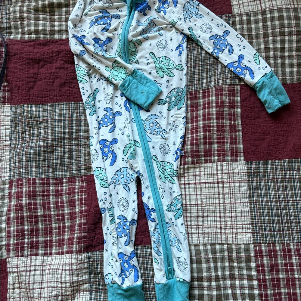 Caden Lane Aqua and Teal sea turtles Footie